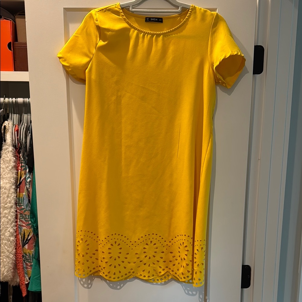 SHEIN Vibrant Yellow Cutout Hem Dress